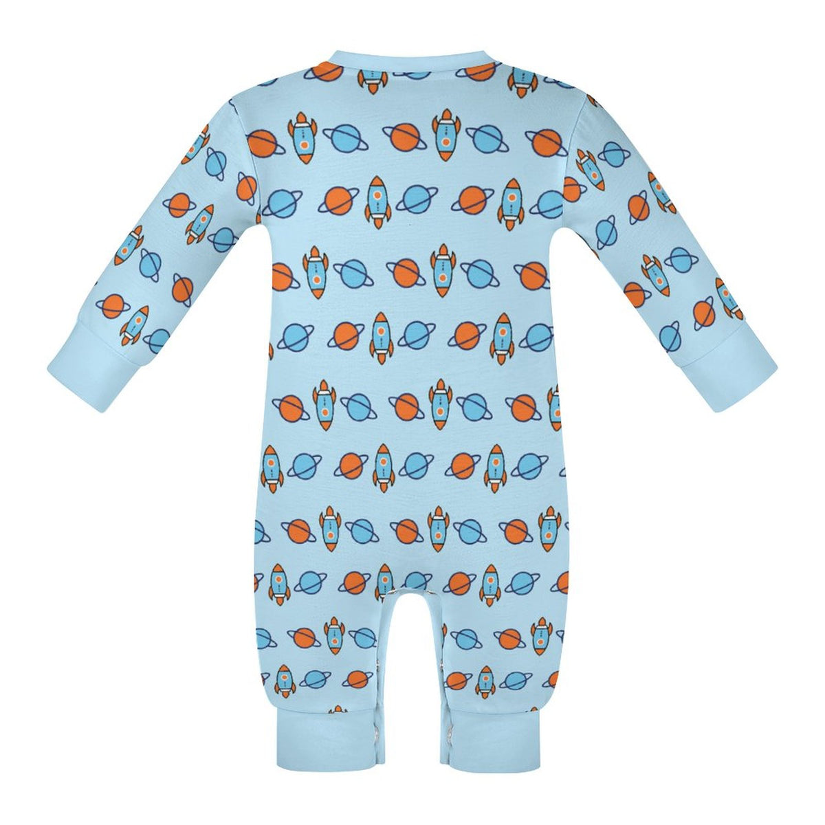 Space Rocket Print Long Sleeve Baby Onesie | Custom AOP