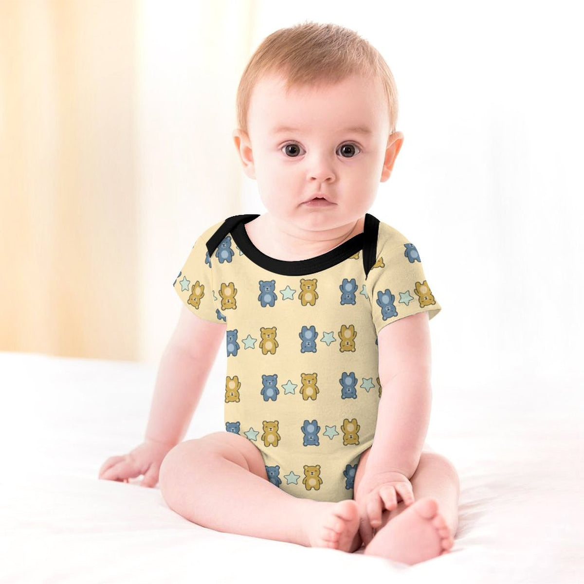 Cute Baby Bear Print Short Sleeve Bodysuit Onesie
