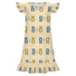 Girls Cute Bear Print Ruffle Sleeve Nightgown