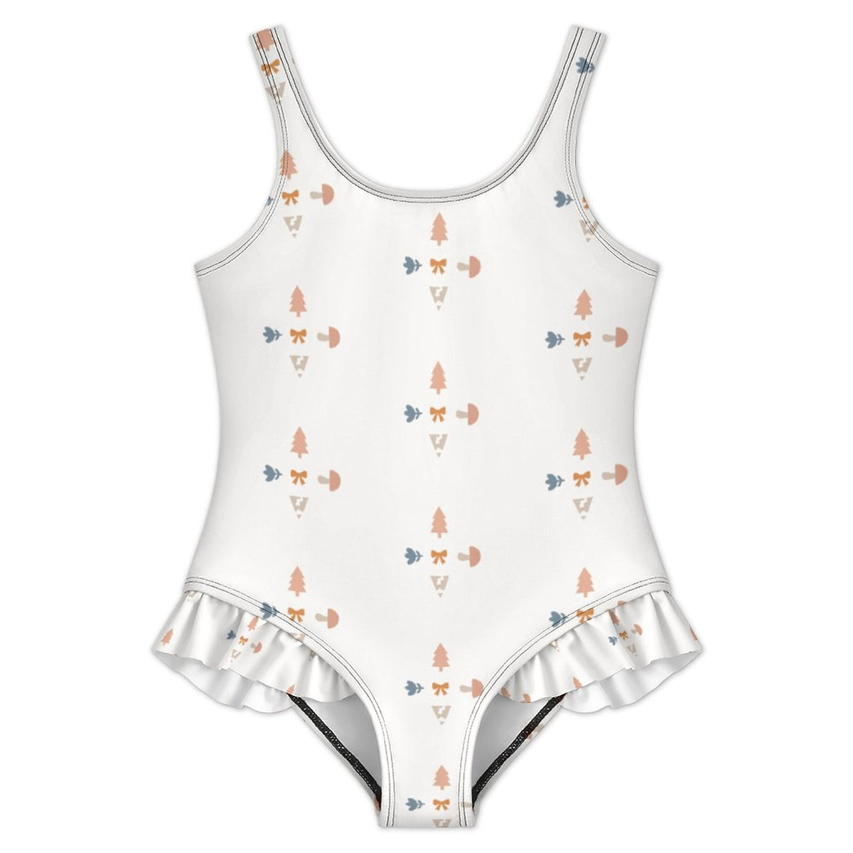 Girls' Geometric Print Ruffle Leg One-Piece Swimsuit