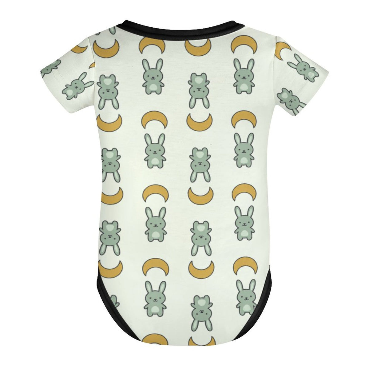 Cute Bunny & Moon Short Sleeve Baby Romper | 220gsm