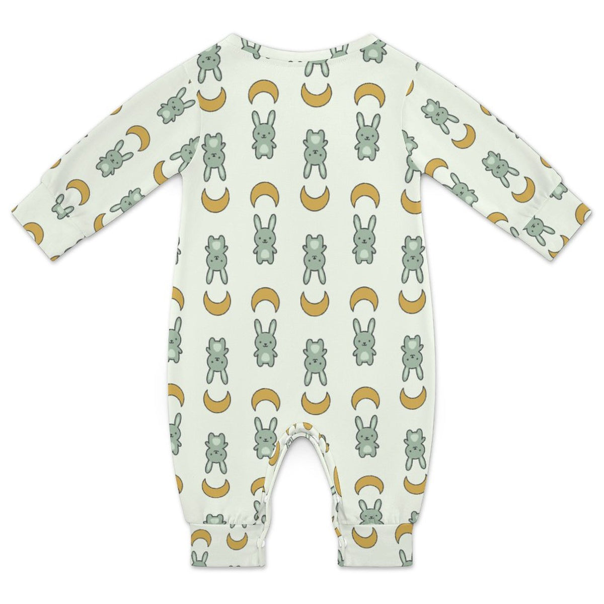 Cute Cotton Baby Bunny & Moon Long Sleeve Bodysuit
