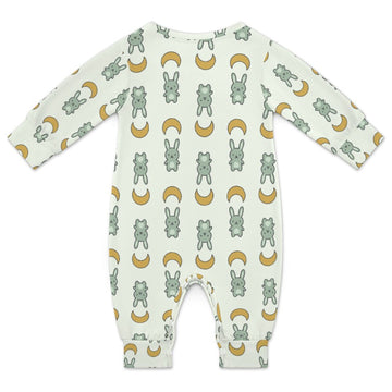 Cute Cotton Baby Bunny & Moon Long Sleeve Bodysuit