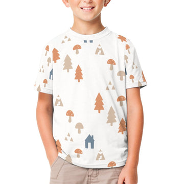 Unisex Kids' White Forest Print Graphic Tee