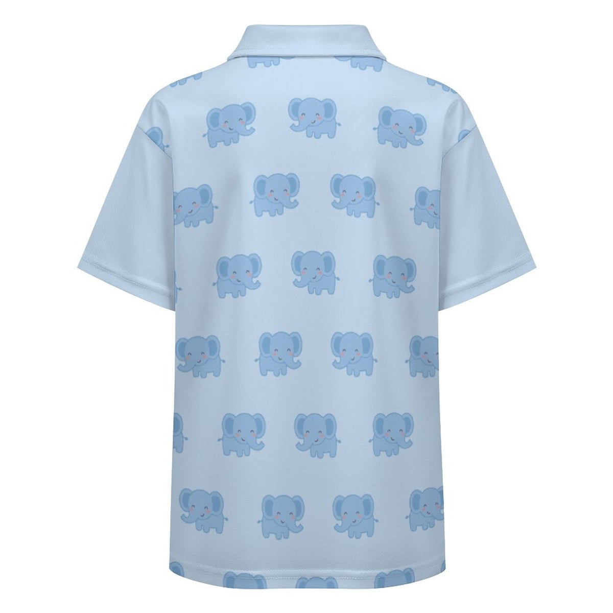 Kids' Cute Elephant Print Polo Shirt – Light Blue