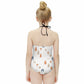 Girls' White Forest Pattern Halter Neck Swimsuit