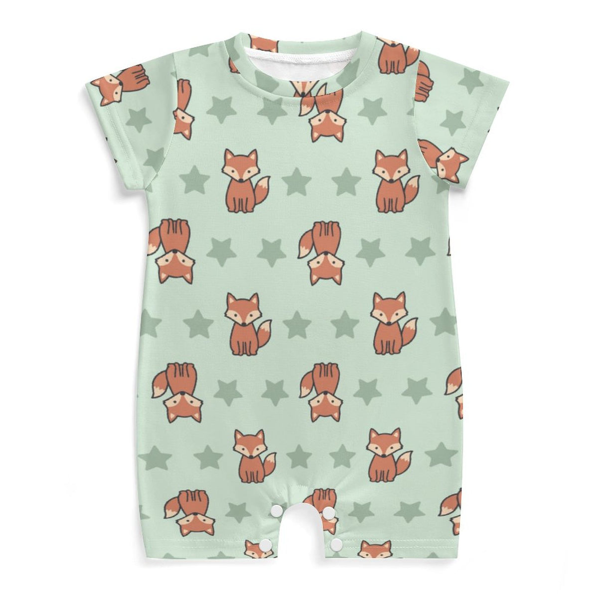 Cute Cotton Baby Fox Print Short Sleeve Romper