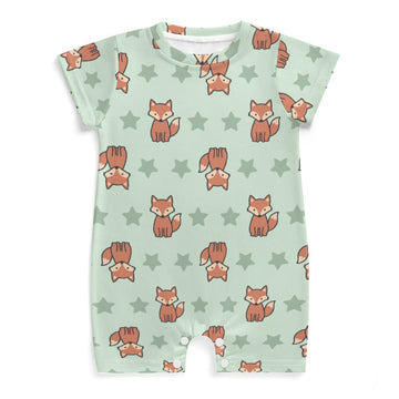 Cute Cotton Baby Fox Print Short Sleeve Romper