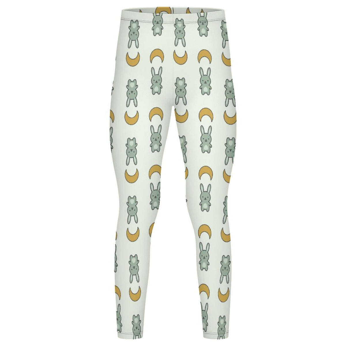 Girls Cute Bunny & Moon Print Yoga Leggings