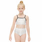 Girls' White Geometric High Waist 2-Piece Swimwear