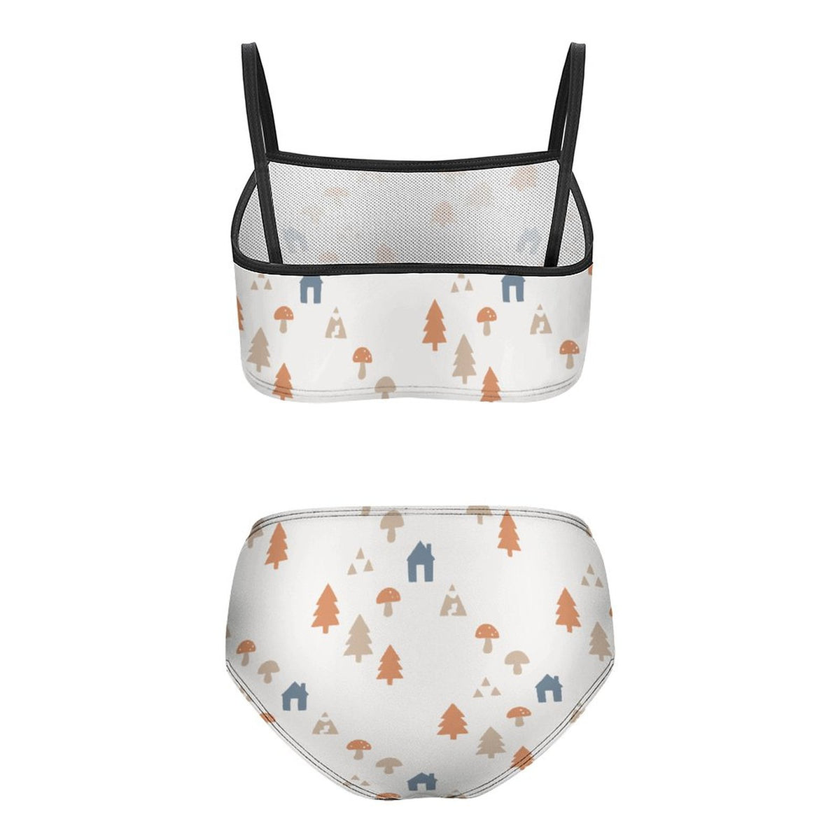 Girls' White Forest Pattern Cami Bikini Set