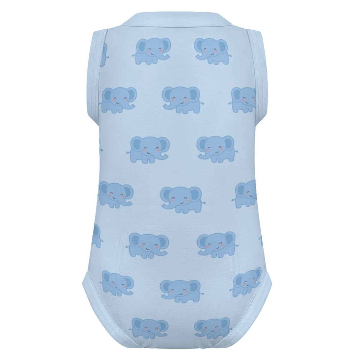 Baby Blue Elephant Print Cotton Sleeveless Romper