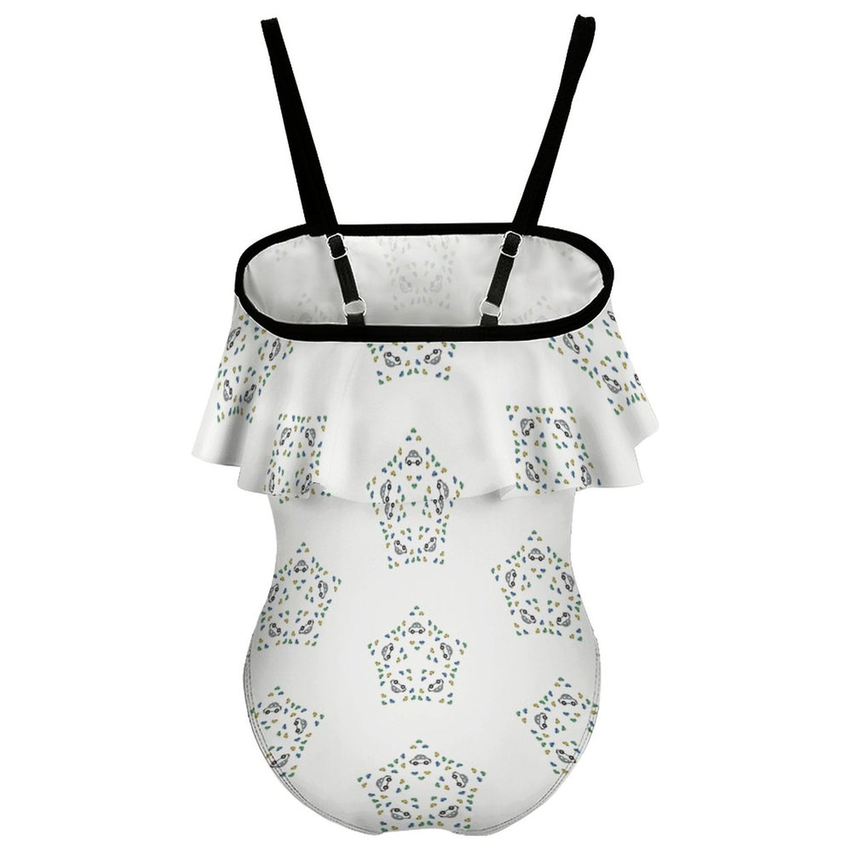 Girls' Star Floral Off-Shoulder One-Piece Swimwear