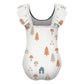 Cute Woodland Print Frill Shoulder Girls' Swimsuit
