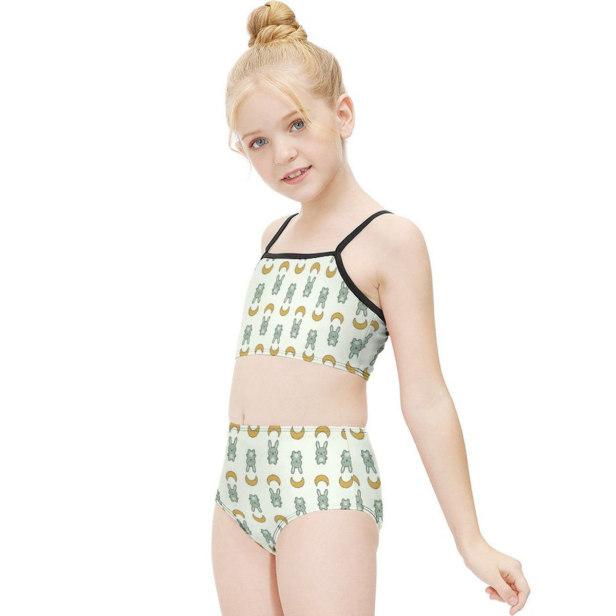 Cute Bunny & Moon Cami Bikini Set for Girls | AOP