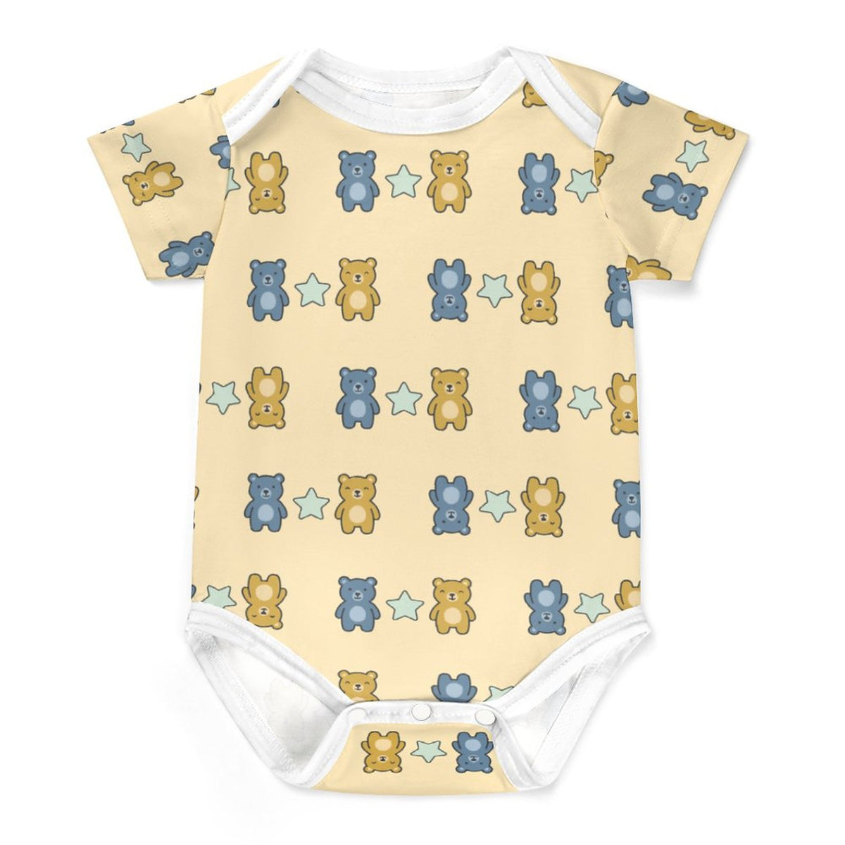 Cute Baby Bear Print Short Sleeve Bodysuit Onesie