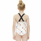 Girls' White Forest Pattern Crossback Swimsuit