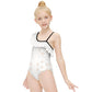 Girls' White Geometric Patterned One-Shoulder Ruffle Suit