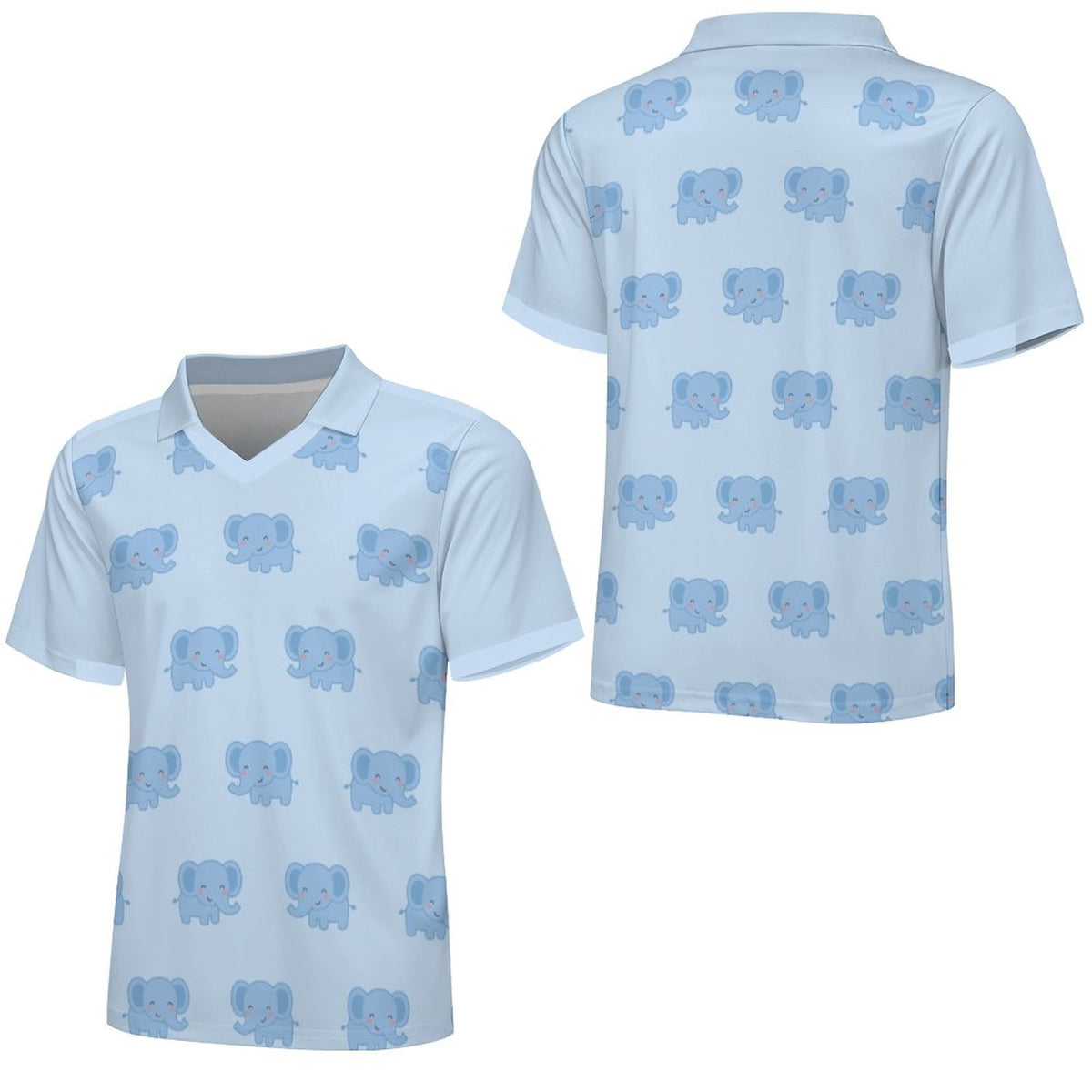 Kids' Blue Elephant Print V-Neck Soccer Jersey