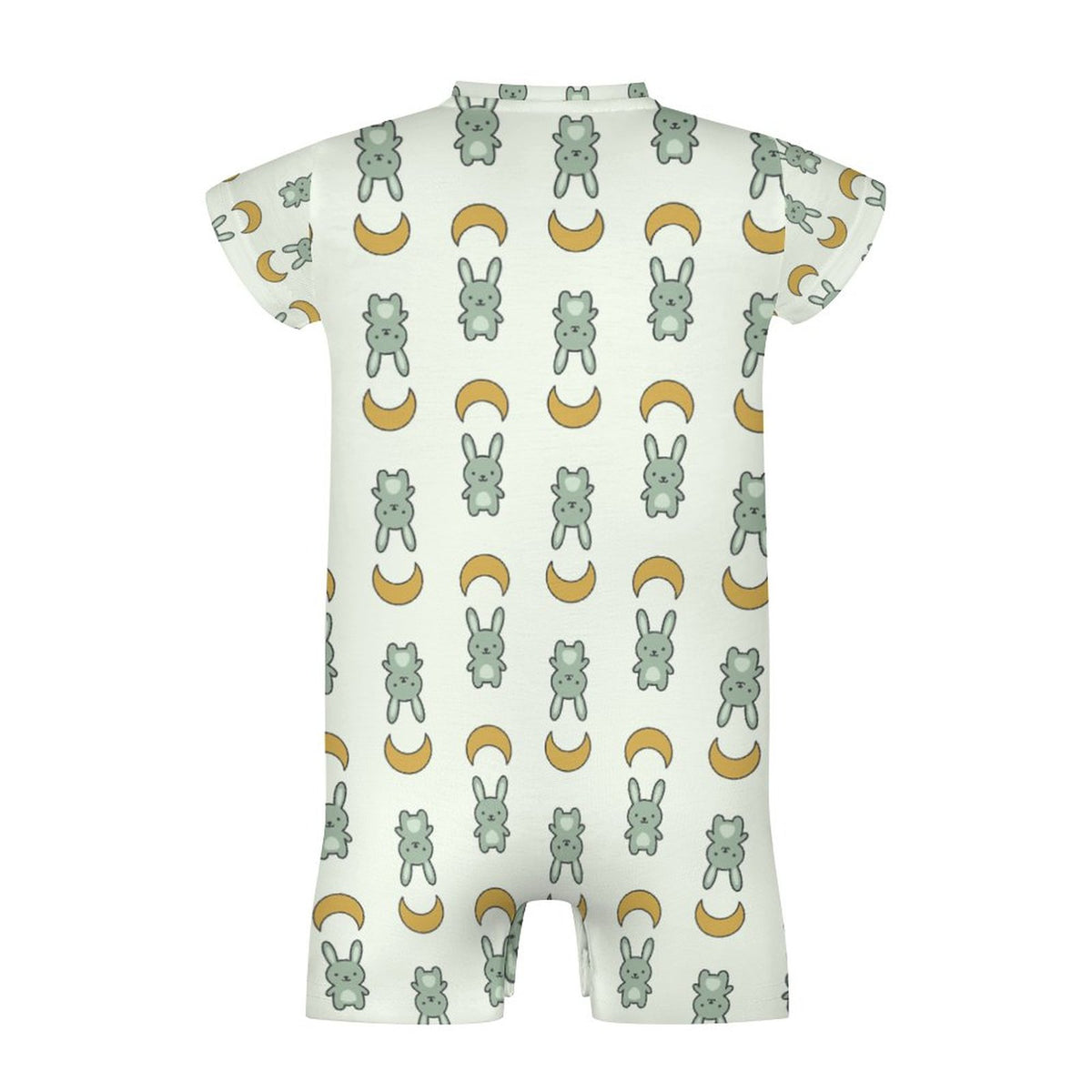 Cute Cotton Baby Bunny & Moon Short Sleeve Romper