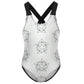 Girls' White Geometric Star Athletic Bathing Suit
