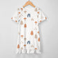 Girls' White Forest Pattern Ruffle Hem Dress