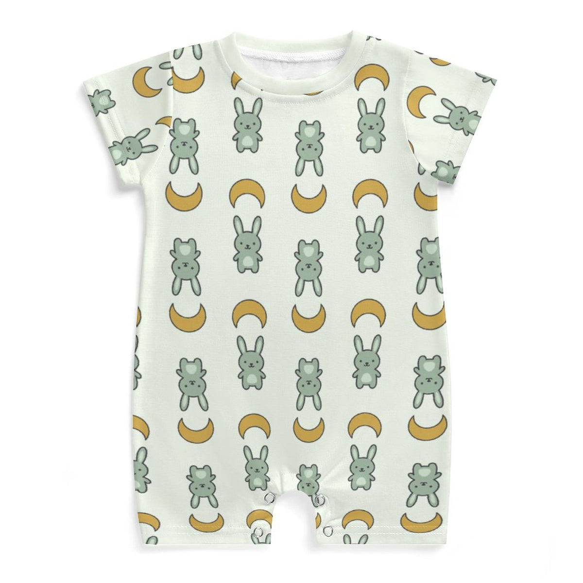 Cute Bunny & Moon Short Sleeve Baby Bodysuit | 180gsm