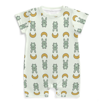 Cute Bunny & Moon Short Sleeve Baby Bodysuit | 180gsm