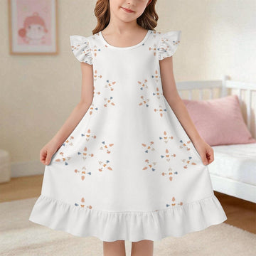 200GSM White Geometric Patterned Girls' Nightgown