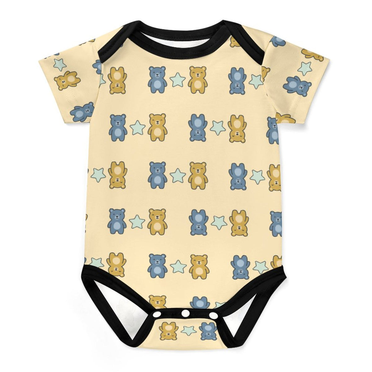 Cute Baby Bear Print Short Sleeve Bodysuit Onesie