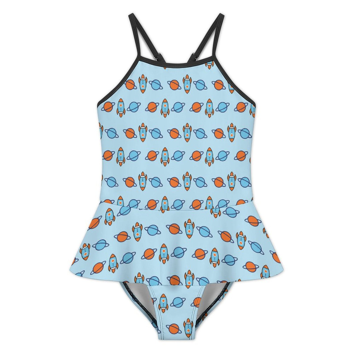 Custom Girls Ruffle Strap Swimsuit | All-Over Print