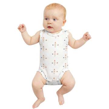 Baby White Patterned Sleeveless Tank Romper