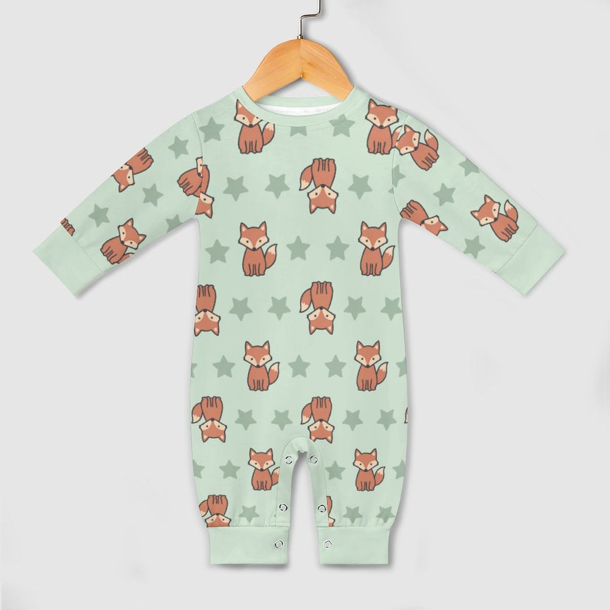 Cute Fox Print Long Sleeve Baby Romper | 180gsm