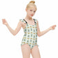 Cute Bunny & Moon Ruffle Strap Girls Swimsuit | AOP