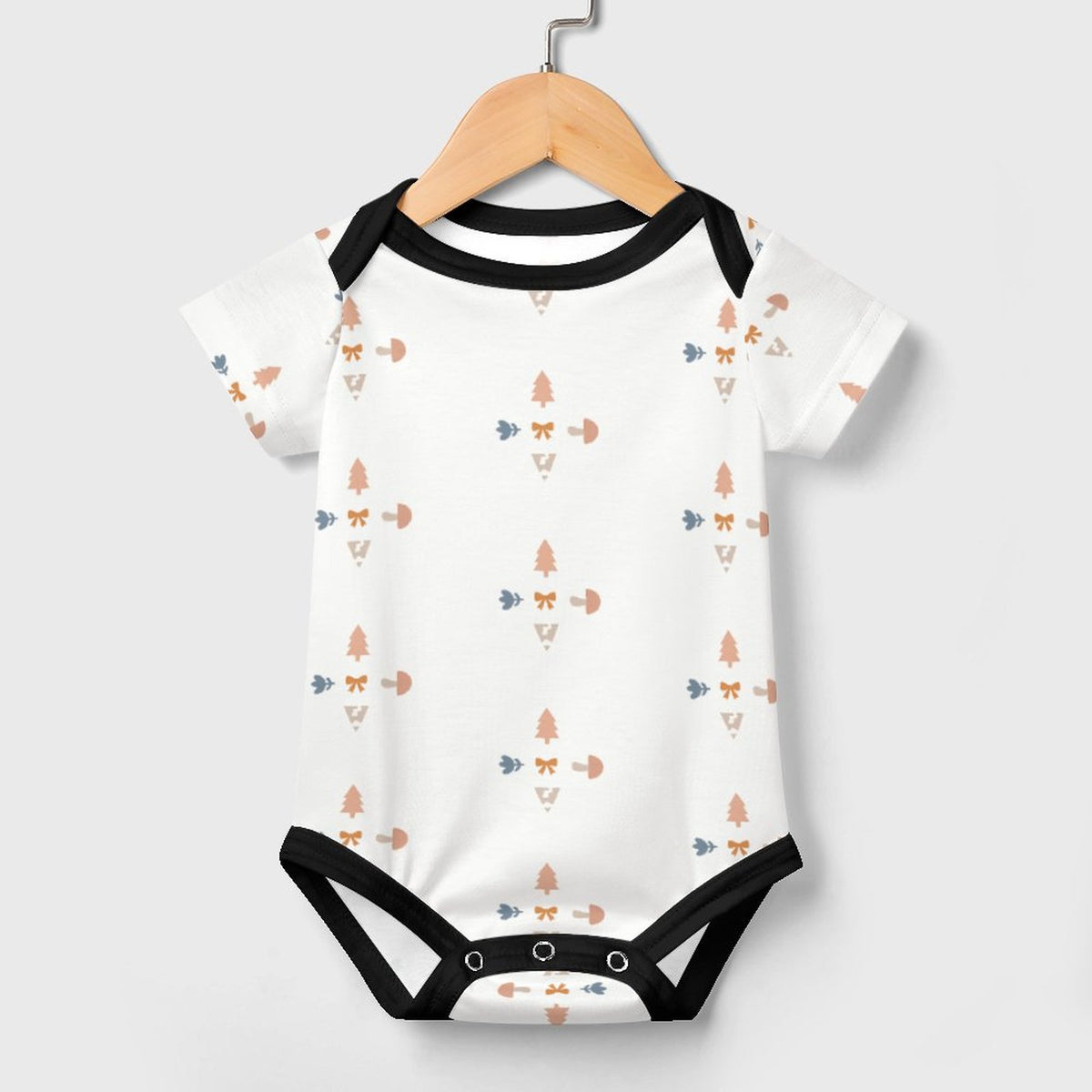 Baby Geometric Motif Short Sleeve Contrast Trim Romper