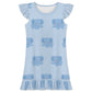 Girls' Light Blue Elephant Short Sleeve Nightgown