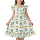 Girls Cute Bunny & Moon Print Ruffle Nightgown