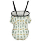 Cute Bunny & Moon Off-Shoulder Ruffle Girls Swimsuit