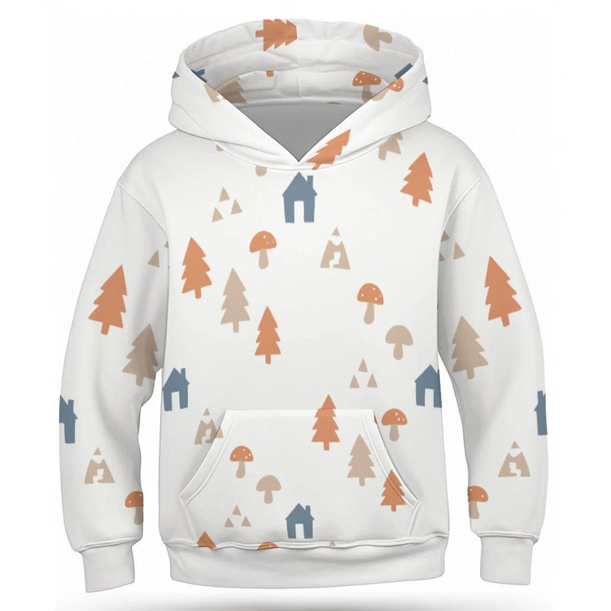 230GSM White Forest Pattern Kids' Pullover Hoodie