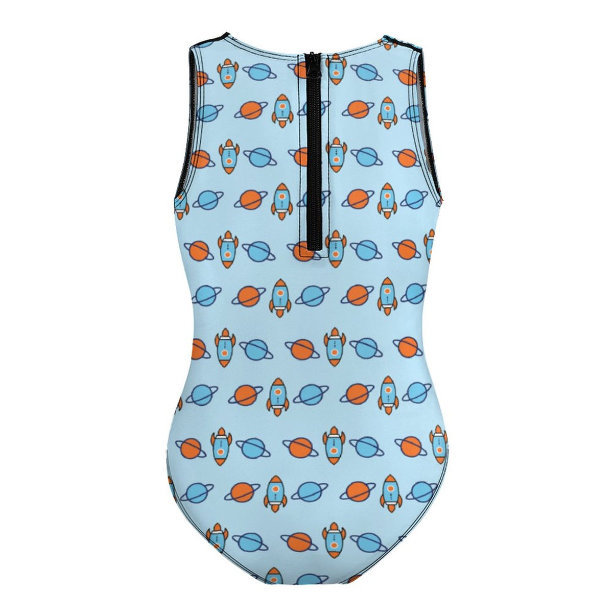 Outer Space High Neck Zip Back Girls Swimsuit