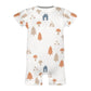 190GSM White Forest Pattern Baby Short Romper
