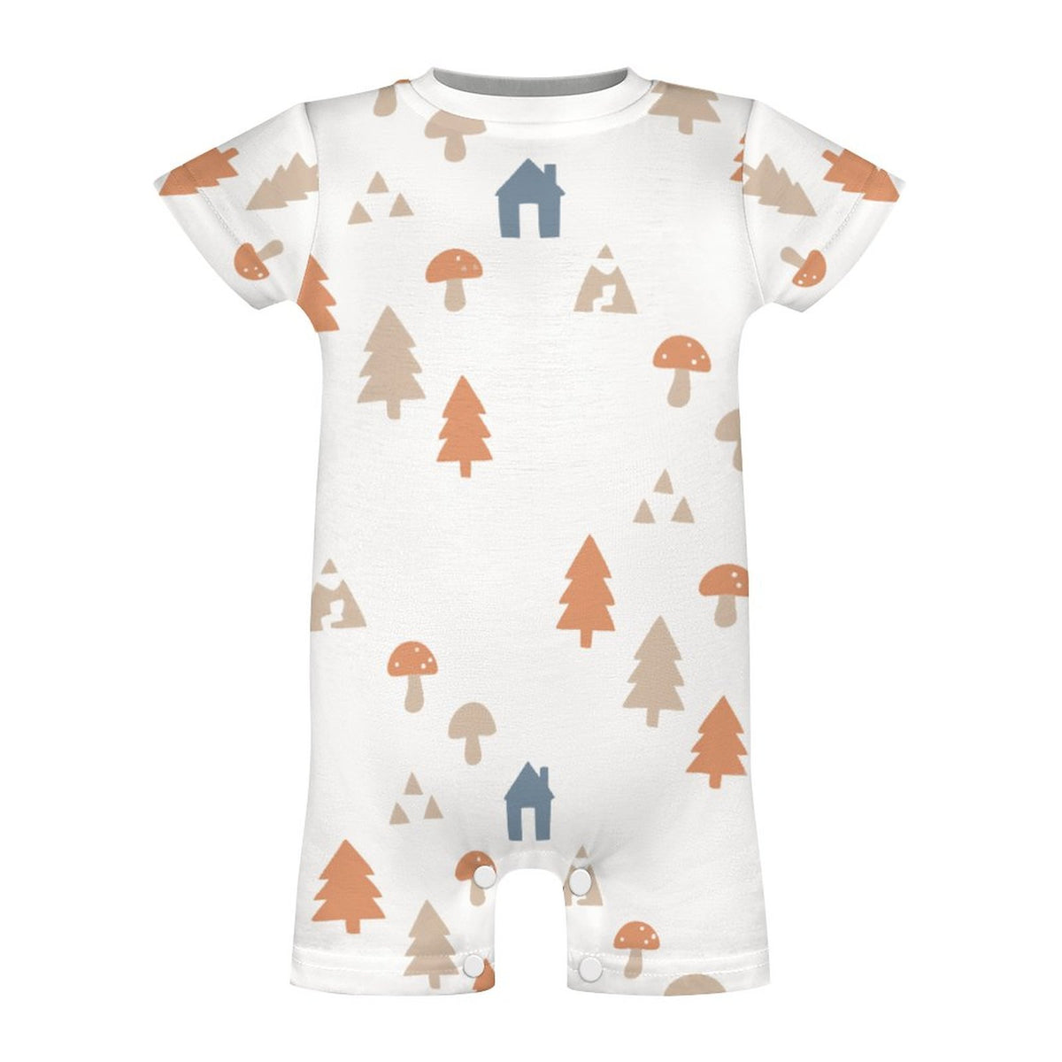 190GSM White Forest Pattern Baby Short Romper