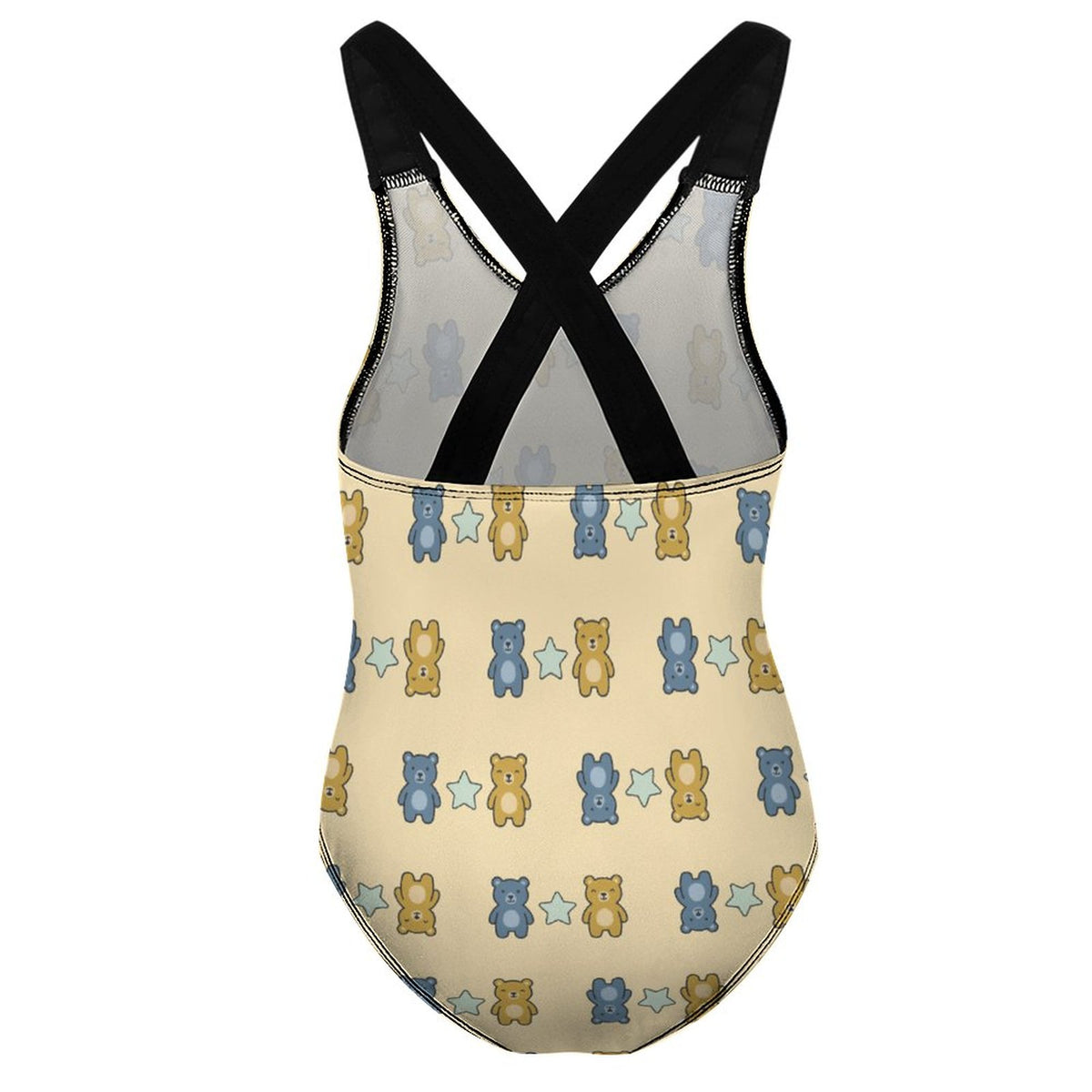 Cute Teddy Bear Cross-Back Girls Swimsuit | Custom AOP