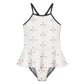 Girls' Geometric Print Ruffle Skirted One-Piece Swimsuit