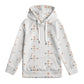 Kids' White Geometric Patterned Long Sleeve Hoodie