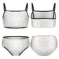 Girls' White Geometric High Waist 2-Piece Swimwear