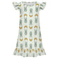 Girls Cute Bunny & Moon Print Ruffle Nightgown