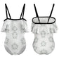 Girls' Star Floral Off-Shoulder One-Piece Swimwear