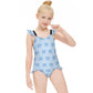 Girls' Light Blue Elephant Flutter Sleeve Swimsuit
