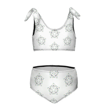Girls' Geometric Star Tie-Shoulder Sports Swimsuit
